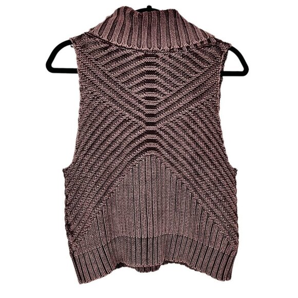 Anthropologie Some Days Lovin Cowl Neck Burgundy Cable Knit Sleeveless size S - Picture 2 of 11